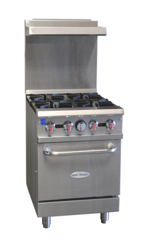 Serv-Ware SGR-4B Range, 24" Restaurant, Gas