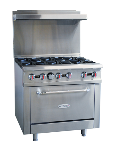 Serv-Ware SGR-6B Range, 36" Restaurant, Gas