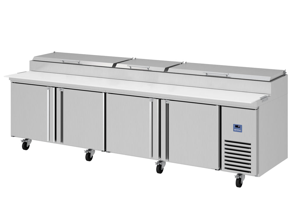 Infrico USA IRT-MR119EN Pizza Prep Table, Four Sections, Solid Doors