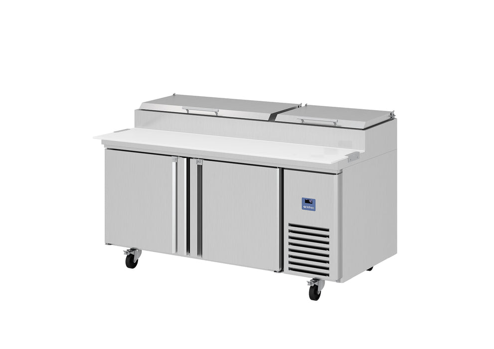 Infrico USA IRT-MR67-GT Granite Top Pizza Prep Table, Two Sections, Solid Doors