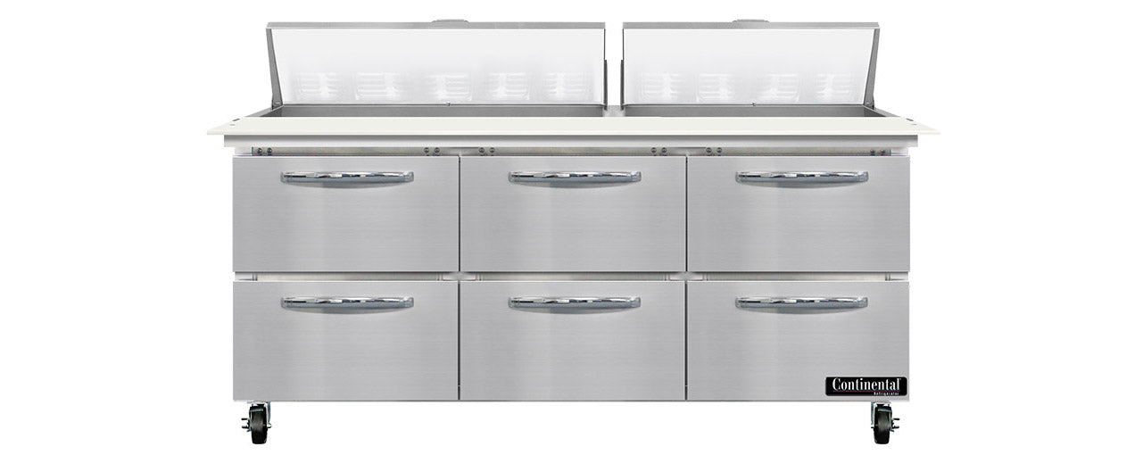 Continental Refrigerator SW72N18C-D Sandwich Unit with Cutting Top