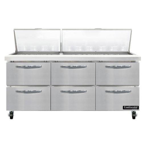 Continental Refrigerator SW72N30M-D Sandwich Unit with Mighty Top