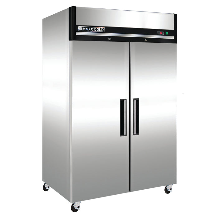 Maxx Cold Double Door Reach-In Refrigerator, Top Mount, 54"W, 49 cu. ft. Storage Capacity, Energy Star Rated, in Stainless Steel (MCRT-49FDHC)