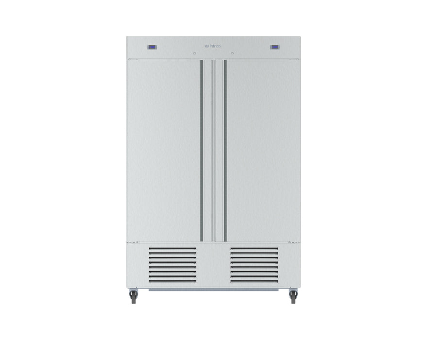 Infrico USA IRR-AN49MX Reach-In Refrigerator/Freezer Double Solid Doors, Bottom Mounted Duo-Temp Refrigerator/Freezer