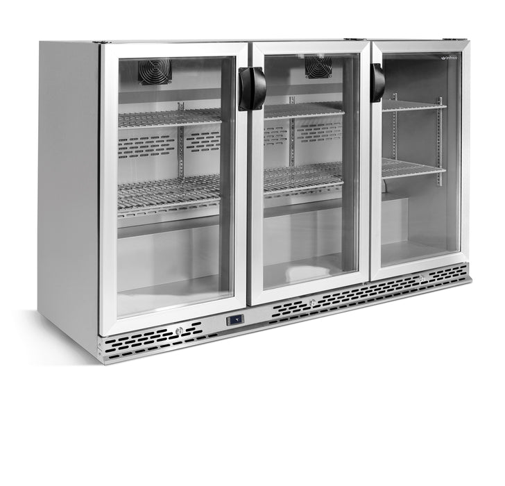 Infrico USA IMD-ERV35II  Narrow Back Bar Cooler, Stainless Steel, Glass 3 Door