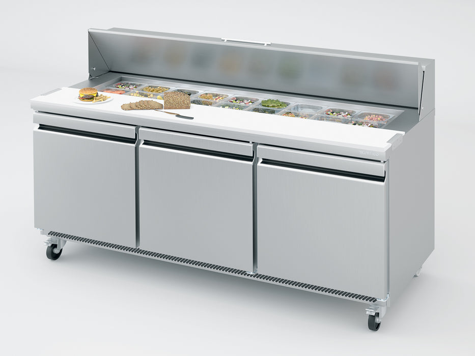 Infrico USA IRT-UC72P  Three Sections, Solid Doors, Sandwich Prep Table