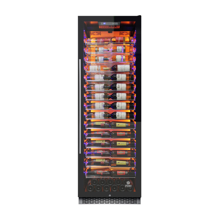 Vinotemp Backlit Series Commercial 168 Single-Zone Wine Cooler, Right Hinge, 141 Bottle Capacity, in Black (EL-168COMM)