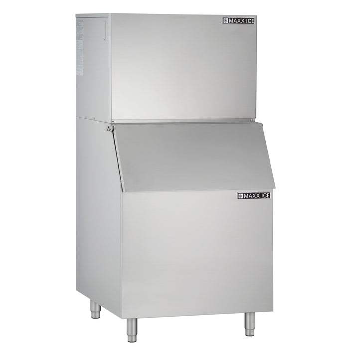 Maxx Ice Modular Ice Machine, 30"W, 1000 lbs Capacity, and Storage Bin, 30"W, 580 lbs, in Stainless Steel (MIM1000-B580SS)