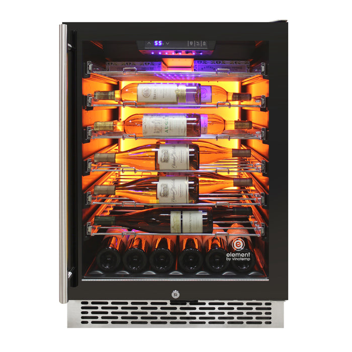 Vinotemp Backlit Series Commercial Single-Zone Wine Cooler, 41 Bottle Capacity, in Black (EL-54COMM)