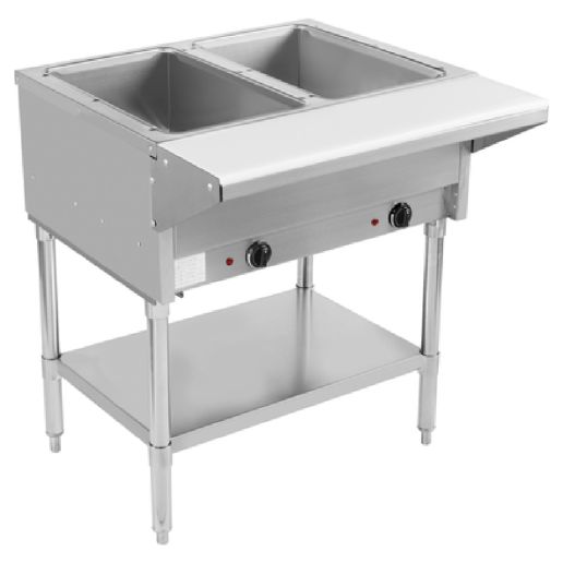 BevLes 2 Well Electric Steam Table, 120V, in Silver (BVST-2-120)