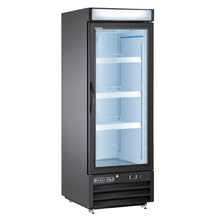 Maxx Cold Single Glass Door Merchandiser Refrigerator, Free Standing, 25"W, 16 cu. ft. Storage Capacity, in Black (MXM1-16RBHC)