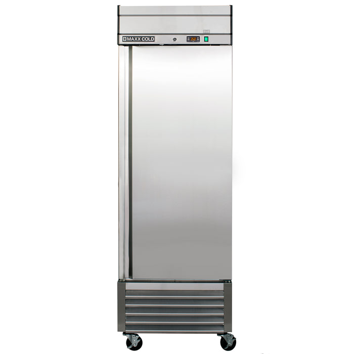 Maxx Cold Single Door Reach-In Refrigerator, Bottom Mount, 27"W, 23 cu. ft. Storage Capacity, in Stainless Steel (MXSR-23FDHC)