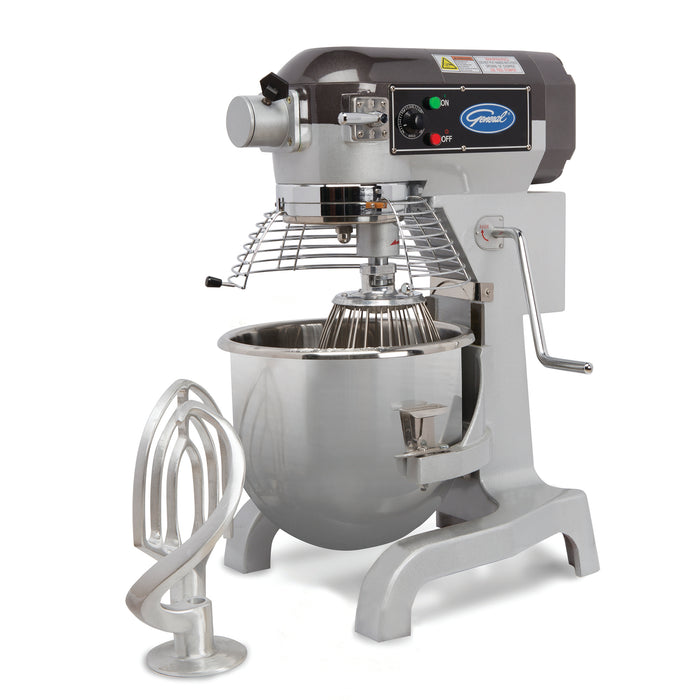 General Foodservice Planetary Stand Mixer, 20 Quart, with Guard and Standard Accessories, 120V, 1.5 HP, in Stainless Steel (GEM120)