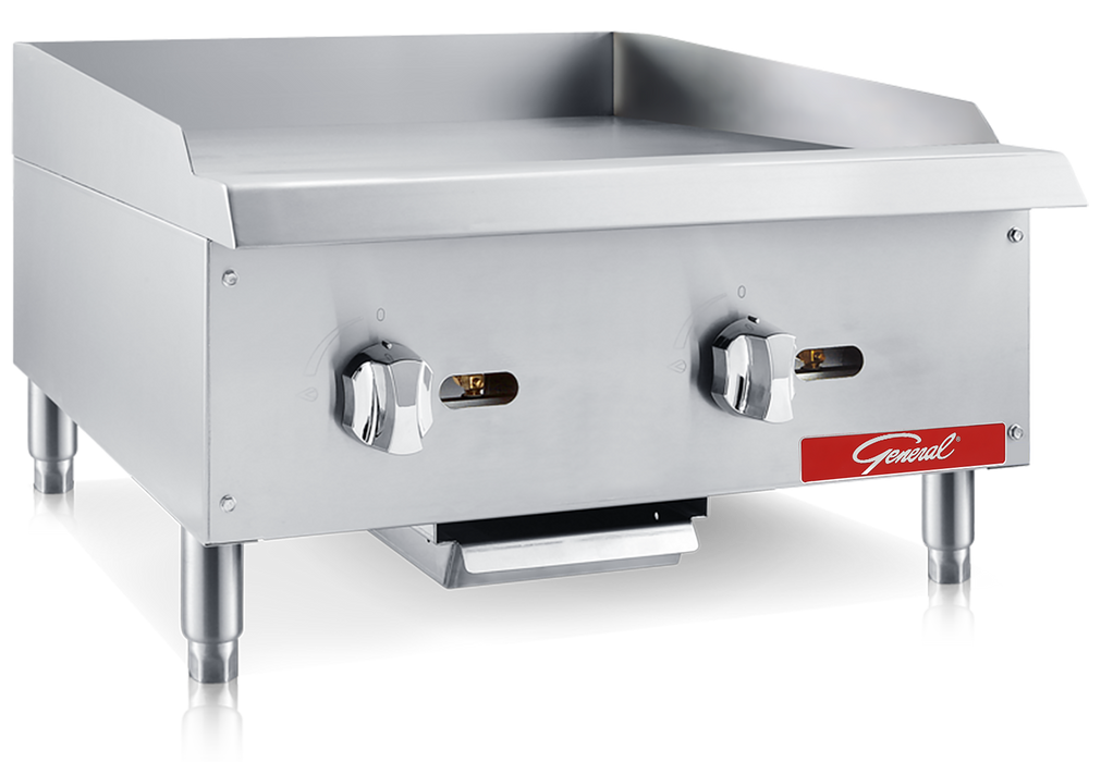 General Foodservice Countertop Gas Griddle, 60,000 BTU's, 24", in Stainless Steel (GCMG-24LP)