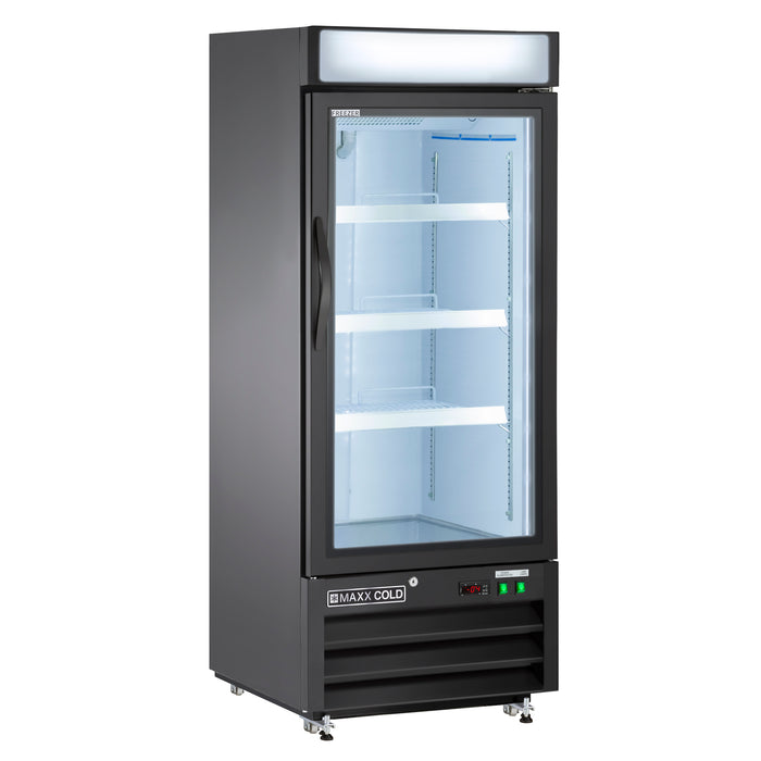 Maxx Cold Single Glass Door Merchandiser Freezer, Free Standing, 25"W, 12 cu. ft. Storage Capacity, in Black (MXM1-12FBHC)