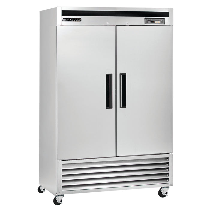 Maxx Cold Double Door Reach-In Freezer, Bottom Mount, 54"W, 49 cu. ft. Storage Capacity, Energy Star Rated, in Stainless Steel (MCF-49FDHC)