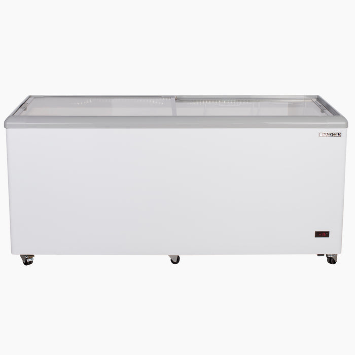 Maxx Cold Sliding Glass Top Mobile Ice Cream Display Freezer, 71"W, 16 cu. ft. (453L) Storage Capacity, Equipped with 5 Baskets, in White (MXF71F)