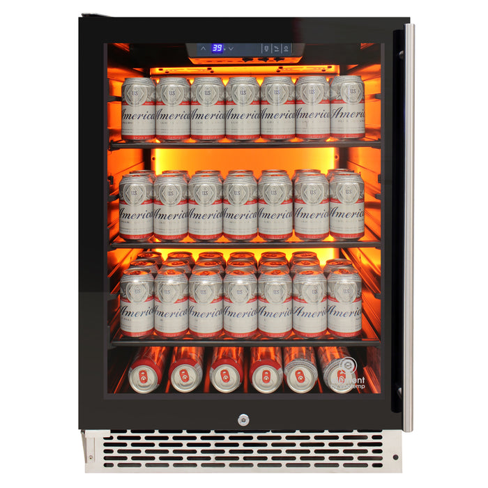 Vinotemp Backlit Series Commercial Beverage Cooler, Left Hinge, 117 Can Capacity, in Black (EL-54BCCOMM-L)