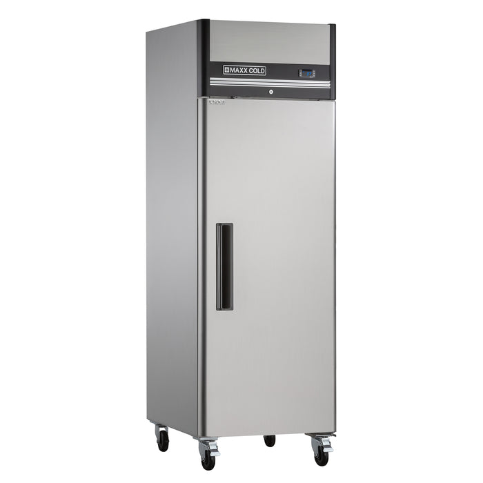 Maxx Cold Single Door Reach-In Refrigerator, Top Mount, 25.2"W, 19 cu. ft. Storage Capacity, in Stainless Steel (MXCR-19FDHC)