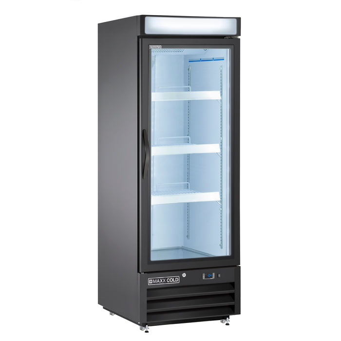 Maxx Cold Single Glass Door Merchandiser Freezer, Free Standing, 25"W, 16 cu. ft. Storage Capacity, in Black (MXM1-16FBHC)