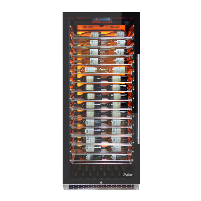 Vinotemp Backlit Series Commercial 300 Wine Cooler, Left Hinge, 188 Bottle Capacity, in Black (EL-300COMM-L)