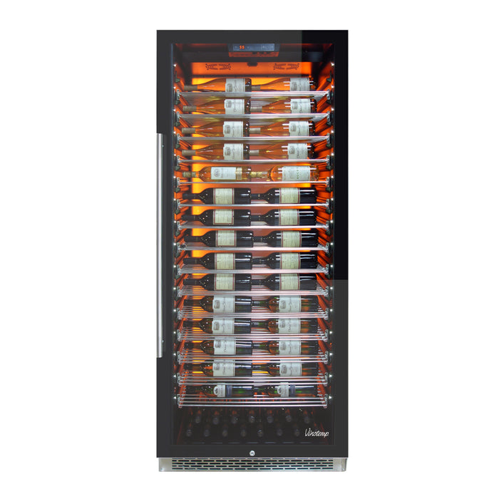 Vinotemp Backlit Series Commercial 300 Wine Cooler, Right Hinge, 188 Bottle Capacity, in Black (EL-300COMM)