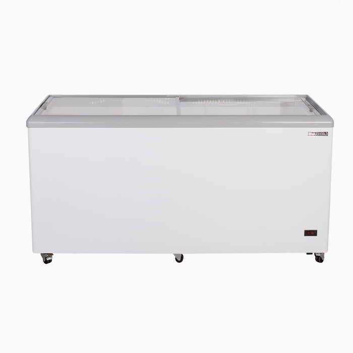 Maxx Cold Sliding Glass Top Mobile Ice Cream Display Freezer, 52"W, 11 cu. ft. Storage Capacity,  Equipped with (4) Wire Baskets, in White (MXF52F)